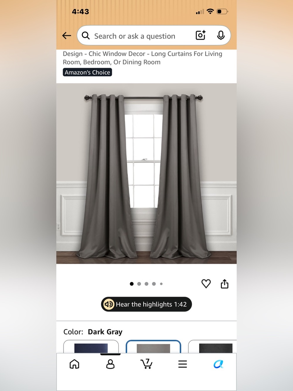 Light-Filtering Grommet Curtain Panels - Gray